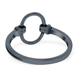 Oval Shape Oxidized Band Solid 925 Sterling Silver (12mm)