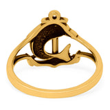 Dolphins & Anchor Oxidized Band Solid 925 Sterling Silver (14mm)