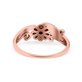 Flower Ring Oxidized Band Solid 925 Sterling Silver Thumb Ring (7mm)