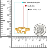 Elephant Band Oxidized Ring Solid 925 Sterling Silver Thumb Ring (8mm)