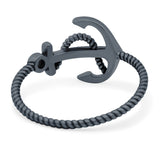 Anchor Ring Oxidized Band Solid 925 Sterling Silver (10mm)