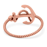 Anchor Ring Oxidized Band Solid 925 Sterling Silver (10mm)