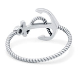 Anchor Ring Oxidized Band Solid 925 Sterling Silver (10mm)