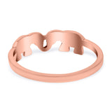 Elephants Band Oxidized Ring Solid 925 Sterling Silver Thumb Ring (5mm)