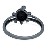 Turtle Band Oxidized Ring Solid 925 Sterling Silver Thumb Ring (12mm)