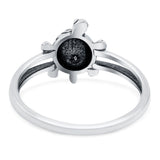Turtle Band Oxidized Ring Solid 925 Sterling Silver Thumb Ring (12mm)