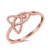 Rhodium Plated Celtic Symbol Band Ring Solid 925 Sterling Silver (10mm)