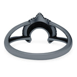 Moon Ring Oxidized Band Solid 925 Sterling Silver Thumb Ring (10mm)