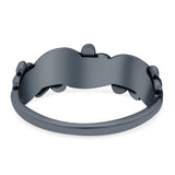 Daisies Ring Oxidized Band Solid 925 Sterling Silver Thumb Ring (7mm)