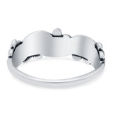 Daisies Ring Oxidized Band Solid 925 Sterling Silver Thumb Ring (7mm)