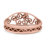 Classic Filigree Heart Artisan Trend Bali Oxidized Ring Band Solid 925 Sterling Silver Thumb Ring (7mm)