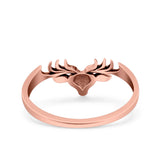 Deer Ring Oxidized Band Solid 925 Sterling Silver Thumb Ring (6mm)