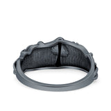Mushroom Ring Oxidized Band Solid 925 Sterling Silver Thumb Ring (9.3mm)