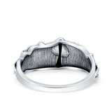 Mushroom Ring Oxidized Band Solid 925 Sterling Silver Thumb Ring (9.3mm)