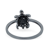 Turtle Ring Oxidized Band Solid 925 Sterling Silver Thumb Ring (12mm)