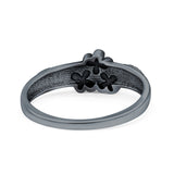 Daisies Plumeria Leaf Flower Ring Oxidized Band Solid 925 Sterling Silver Thumb Ring (6.5mm)