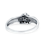 Daisies Plumeria Leaf Flower Ring Oxidized Band Solid 925 Sterling Silver Thumb Ring (6.5mm)