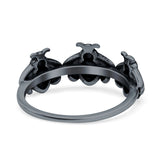 Bees Ring Oxidized Band Solid 925 Sterling Silver Thumb Ring (7.5mm)