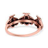 Bees Ring Oxidized Band Solid 925 Sterling Silver Thumb Ring (7.5mm)