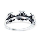 Bees Ring Oxidized Band Solid 925 Sterling Silver Thumb Ring (7.5mm)