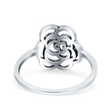Rose Ring Oxidized Band Solid 925 Sterling Silver Thumb Ring (13mm)