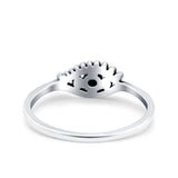 Eye Ring Oxidized Band Solid Black CZ 925 Sterling Silver Thumb Ring (6mm)