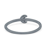 Moon Oxidized Ring Band Solid 925 Sterling Silver Thumb Ring (5mm)