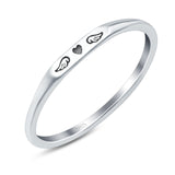 Heart & Wings Ring Oxidized Band Solid 925 Sterling Silver Thumb Ring (2.2mm)
