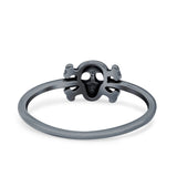 Skull & Crossbones Ring Oxidized Band Solid 925 Sterling Silver Thumb Ring (6.2mm)