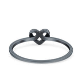 Heart Band Oxidized Ring Solid 925 Sterling Silver (5mm)