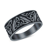 Petite Dainty Celtic Band Oxidized Ring Solid 925 Sterling Silver (7.8mm)
