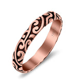 Filigree Ring Oxidized Band Solid 925 Sterling Silver Thumb Ring (3.7mm)