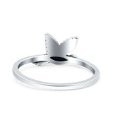 Bird Band Oxidized Ring Solid 925 Sterling Silver (8mm)