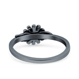 Daisy Band Oxidized Ring Solid 925 Sterling Silver (7mm)