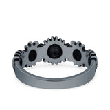 Sun Smiley Face Happy Sunflower Ring Oxidized Band Solid 925 Sterling Silver Thumb Ring (7mm)