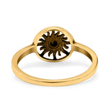 Sun Ring Oxidized Band Solid 925 Sterling Silver Thumb Ring (8mm)