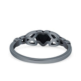 Heart Celtic Ring Oxidized Band Solid 925 Sterling Silver Thumb Ring (5mm)
