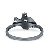 Alligator Ring Oxidized Band Solid 925 Sterling Silver Thumb Ring (10mm)