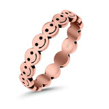Happy Face Ring Oxidized Band Solid 925 Sterling Silver Thumb Ring (4mm)