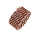 Weave Ring Oxidized Band Solid 925 Sterling Silver Thumb Ring (13mm)