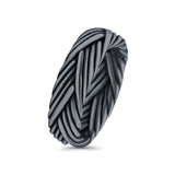 Fan Braided Ring Oxidized Band Solid 925 Sterling Silver Thumb Ring (6mm)