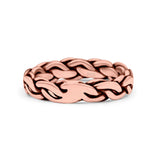 Puzzle Braided Ring Oxidized Band Solid 925 Sterling Silver Thumb Ring (5mm)