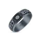 Classic Sun Trending Oxidized Band Thumb Ring (5.8mm)