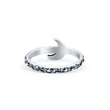 Crescent Moon Ring Oxidized Band Solid 925 Sterling Silver Thumb Ring (8mm)