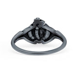 Human Heart Ring Oxidized Band Solid 925 Sterling Silver Thumb Ring (10mm)
