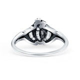 Human Heart Ring Oxidized Band Solid 925 Sterling Silver Thumb Ring (10mm)