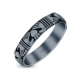 Irish Claddagh Friendship And Love Heart Inset Oxidized Rhodium Antique band  Solid 925 Sterling Silver Thumb Ring (3.8mm)