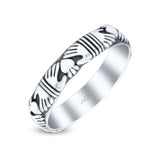 Irish Claddagh Friendship And Love Heart Inset Oxidized Rhodium Antique band  Solid 925 Sterling Silver Thumb Ring (3.8mm)