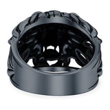Lion Head Ring Oxidized Band Solid 925 Sterling Silver (16.5mm)