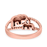 Mama and Baby Elephant Oxidized Solid 925 Sterling Silver (9mm)